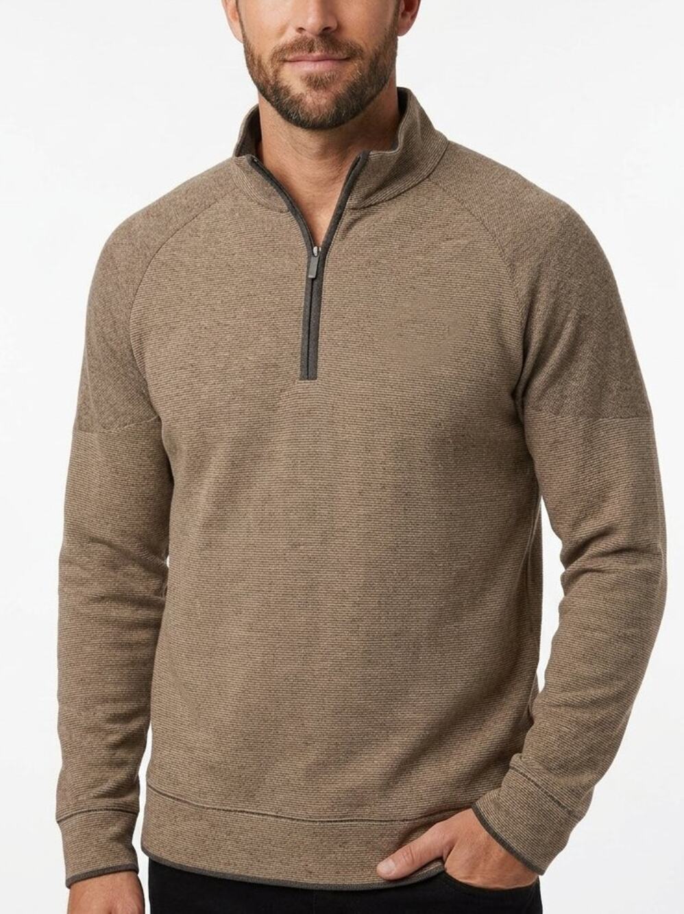 Overland Textured Earth Tone Half-Zip Knit Pullover Large